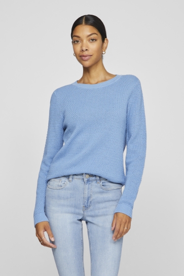 Vila Trui VIDALO O-NECK L/S KNIT TOP- NOOS 14082767 BLISSFUL BLUE