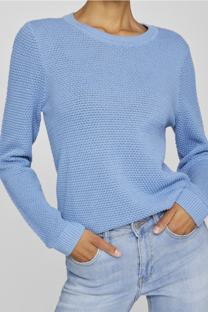 VIDALO O-NECK L/S KNIT TOP- NOOS 14082767 BLISSFUL BLUE