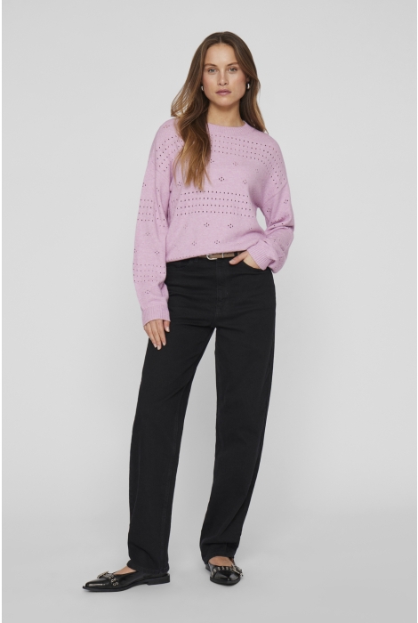 Vila viril l/s o-neck pointelle knit top