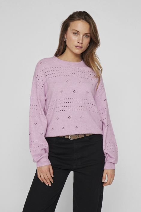 Vila viril l/s o-neck pointelle knit top