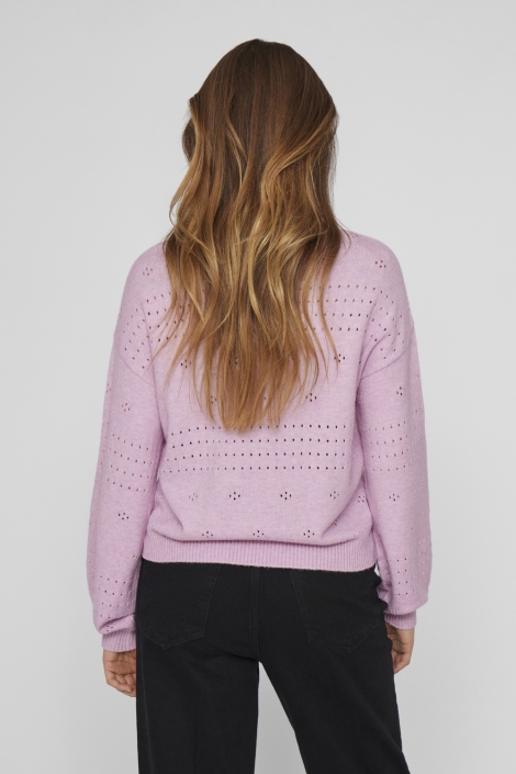 Vila viril l/s o-neck pointelle knit top