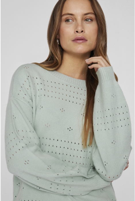 Vila viril l/s o-neck pointelle knit top