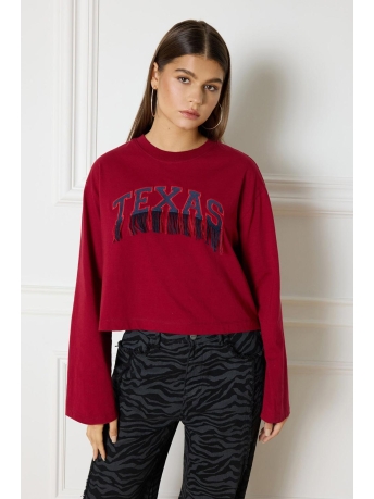 Refined Department T-shirt OVERSIZED CROPPED SWEATER STEVIE R2409813644 501 BORDEAUX