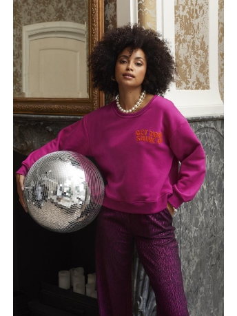 Ydence Trui SWEATER GET YOUR SHINE ON WS2414 Fuchsia Purple