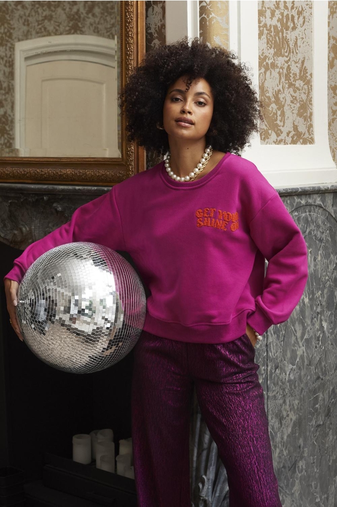 SWEATER GET YOUR SHINE ON WS2414 Fuchsia Purple