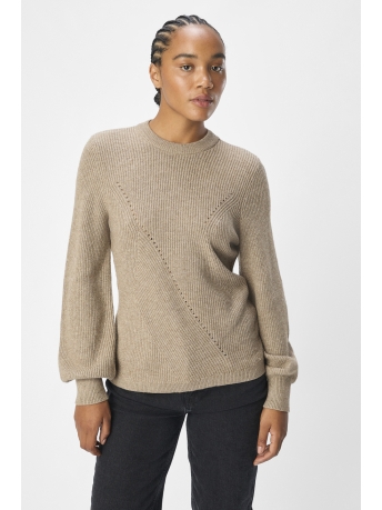 Object Trui OBJDITTE RE L/S KNIT PULLOVER NOOS 23044621 DESERT TAUPE/MELANGE