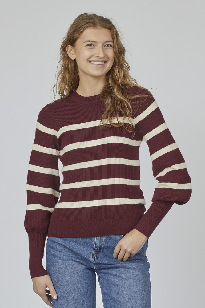 HANI STRIPE 17094 D BORDEAUX/L BEIGE