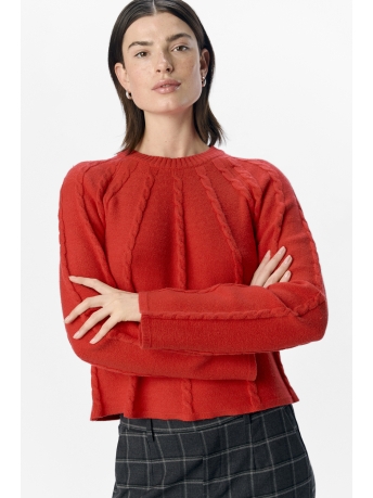 Object Trui OBJSADIE L/S RE PULLOVER E AW FAIR 23046539 Flame Scarlet