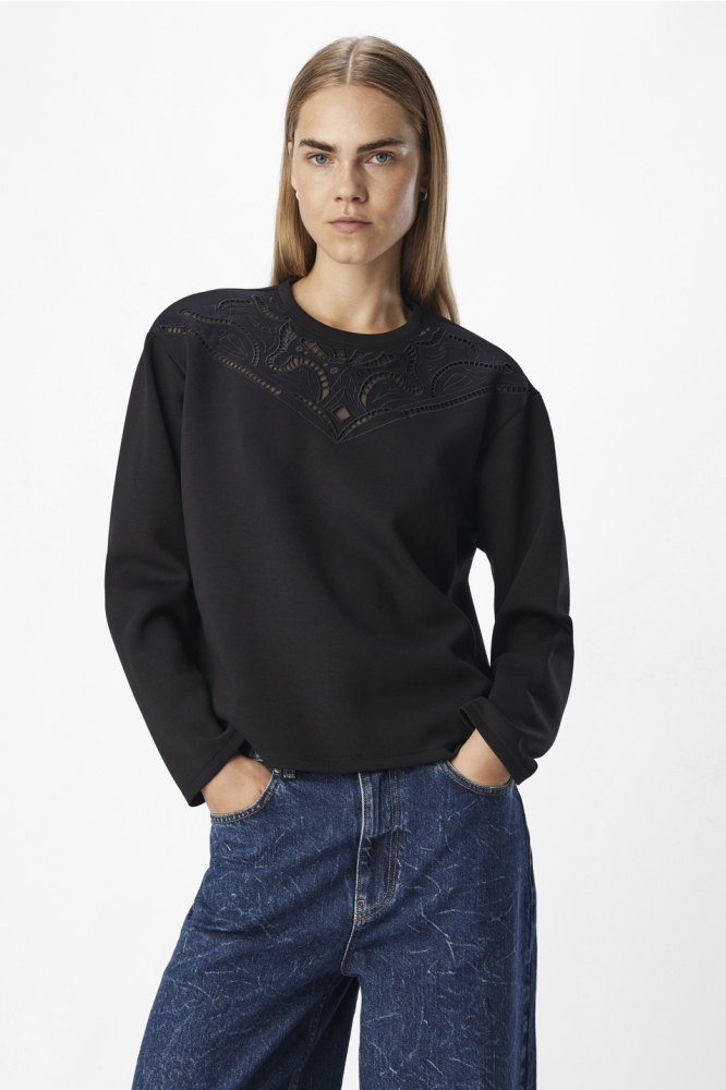 OBJBETZY L/S LO PULLOVER E AW FAIR 23046581 BLACK