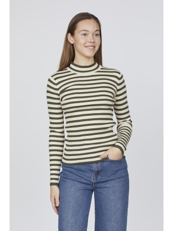 SisterS point T-shirt HUGA T LS 18260 KHAKI/STRIPE