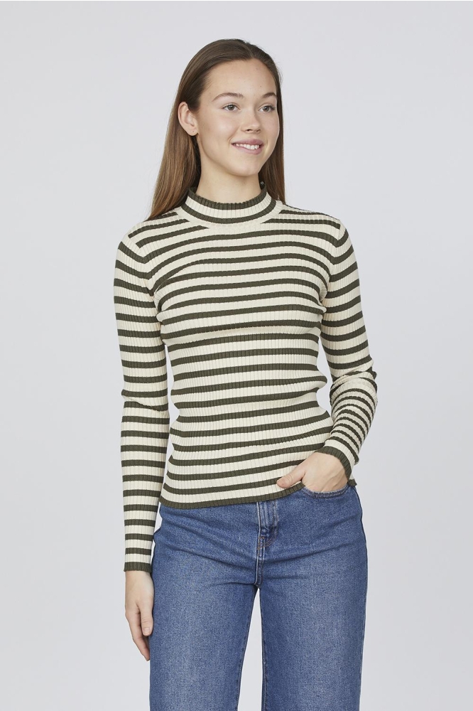 HUGA T LS 18260 KHAKI/STRIPE