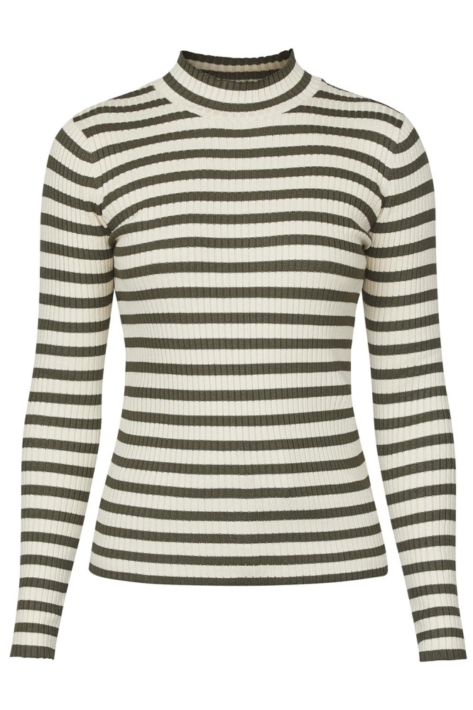 HUGA T LS 18260 KHAKI/STRIPE