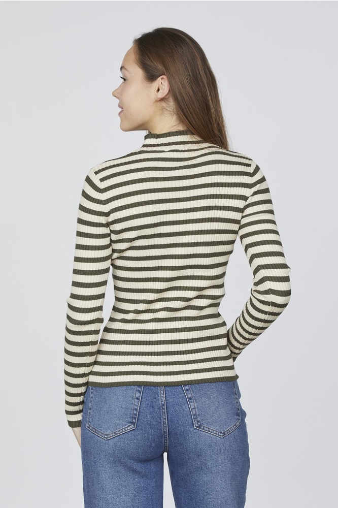 HUGA T LS 18260 KHAKI/STRIPE