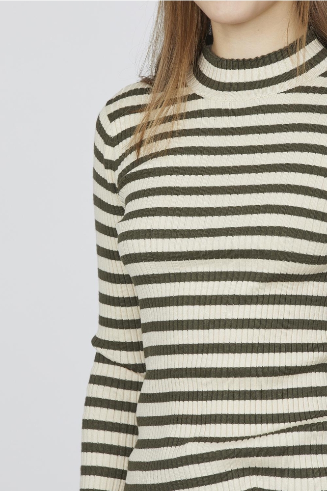 HUGA T LS 18260 KHAKI/STRIPE