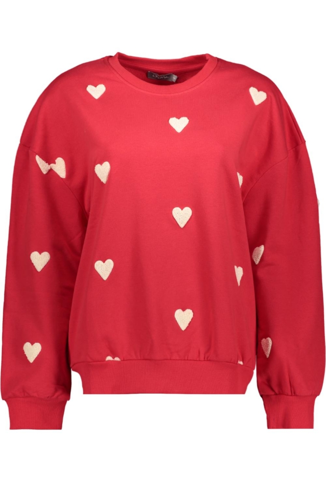 SWEATER MET GEBORDUURDE HARTJES 52093 21 450 Red/Off-White