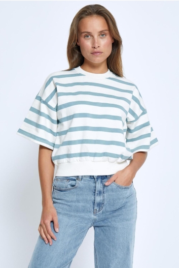 Minus Trui ESTELLA SHORT SL SWEAT MI6659 1048S ICE BLUE STRIPE