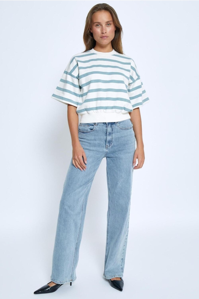 ESTELLA SHORT SL SWEAT MI6659 1048S ICE BLUE STRIPE