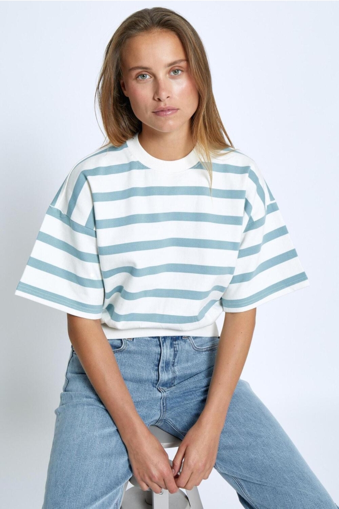 ESTELLA SHORT SL SWEAT MI6659 1048S ICE BLUE STRIPE