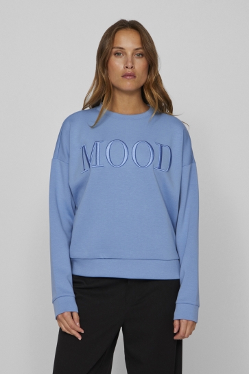 Vila Trui VIREFLECT EMB LUMI L/S SWEAT TOP/PR 14102406 Blissful Blue/MOOD