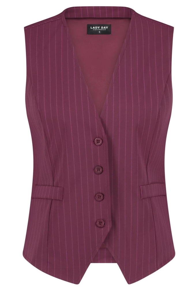 JADE GILET L46 493 2067 CHERRY PINSTRIPE PRINT