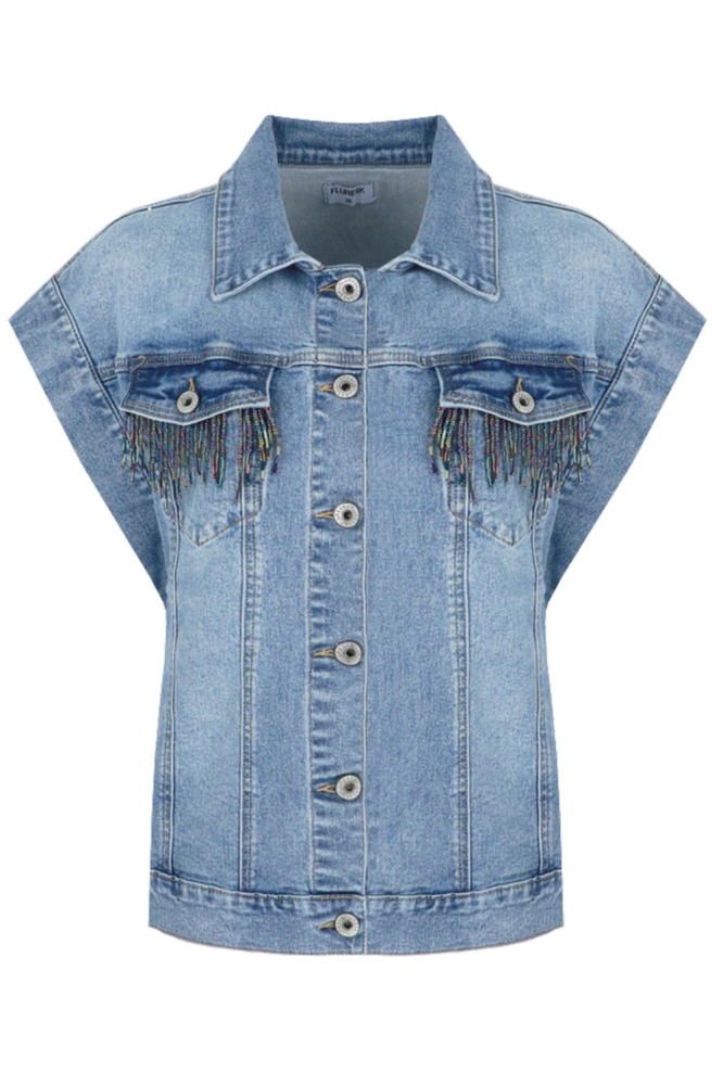 MEGHAN GILET 25ZNF03 903 DENIM MID BLUE