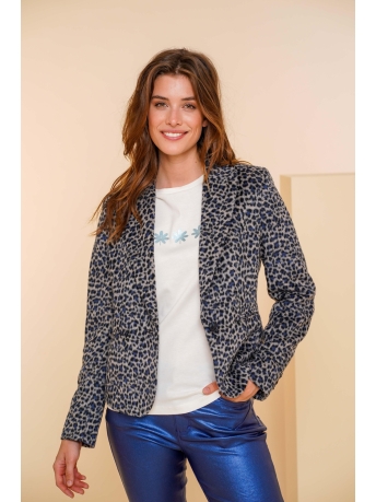 Geisha Blazer LEOPARD BLAZER 45509 10 Grey/Cobalt