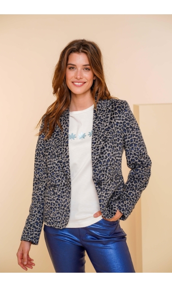 LEOPARD BLAZER 45509 10 Grey/Cobalt