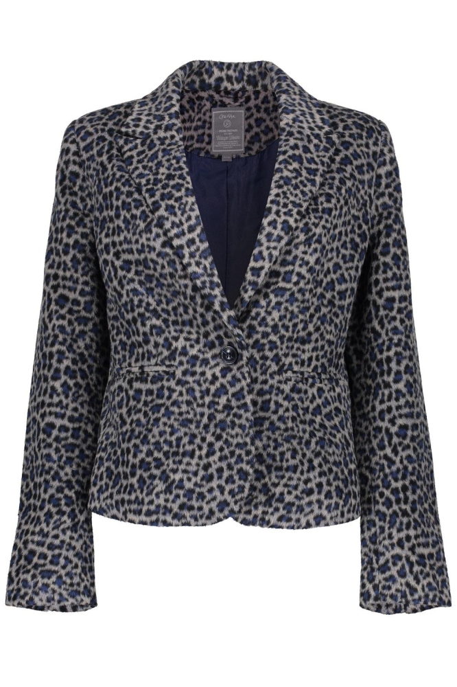 LEOPARD BLAZER 45509 10 Grey/Cobalt