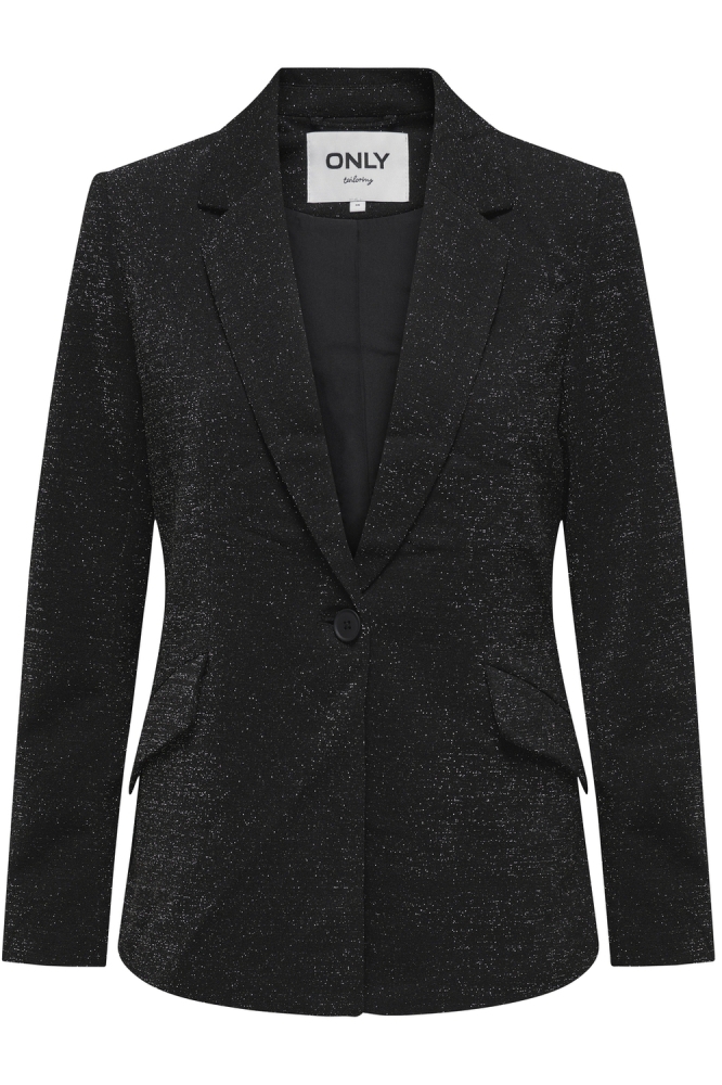 ONLALYA L/S FITTED GLIT BLAZER TLR 15331611 Black/W. SILVER LUREX