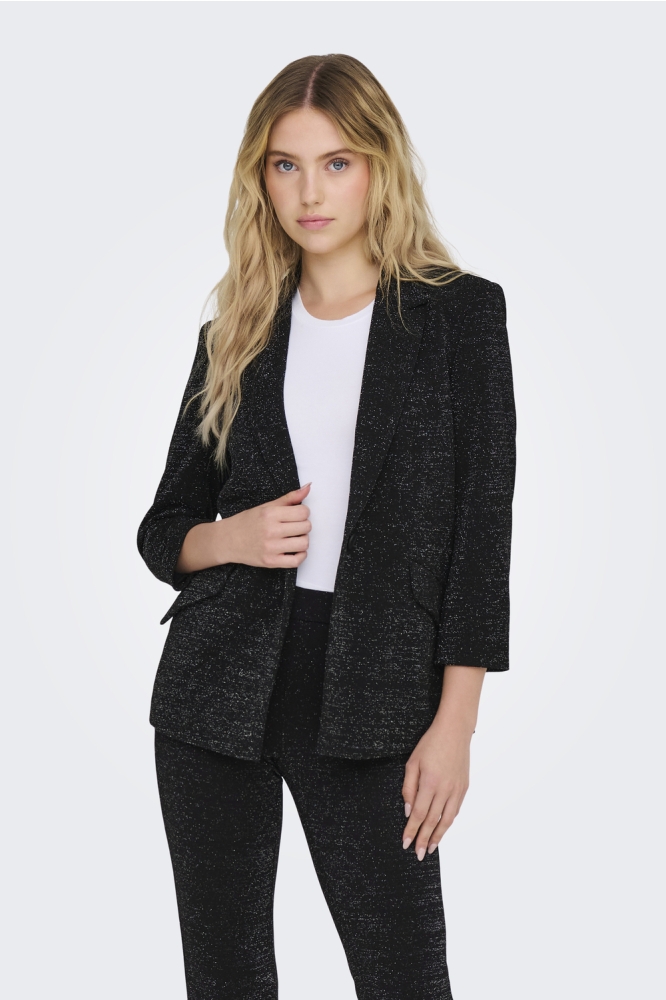 ONLALYA L/S FITTED GLIT BLAZER TLR 15331611 Black/W. SILVER LUREX