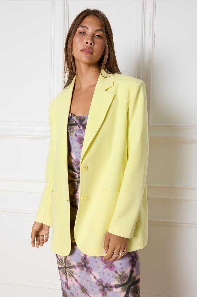 PAM LADIES WOVEN BLAZER R2407453429 401 SOFT YELLOW