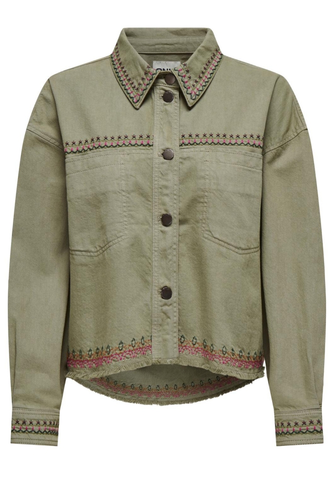 ONLPRIME L/S EMB SHACKET PNT 15322859 Aloe/MULTICOLOR