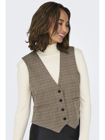 Jacqueline de Yong Vest JDYGEGGO MIA WAISTCOAT JRS ATK 15328945 WALNUT/ROSE CHECK