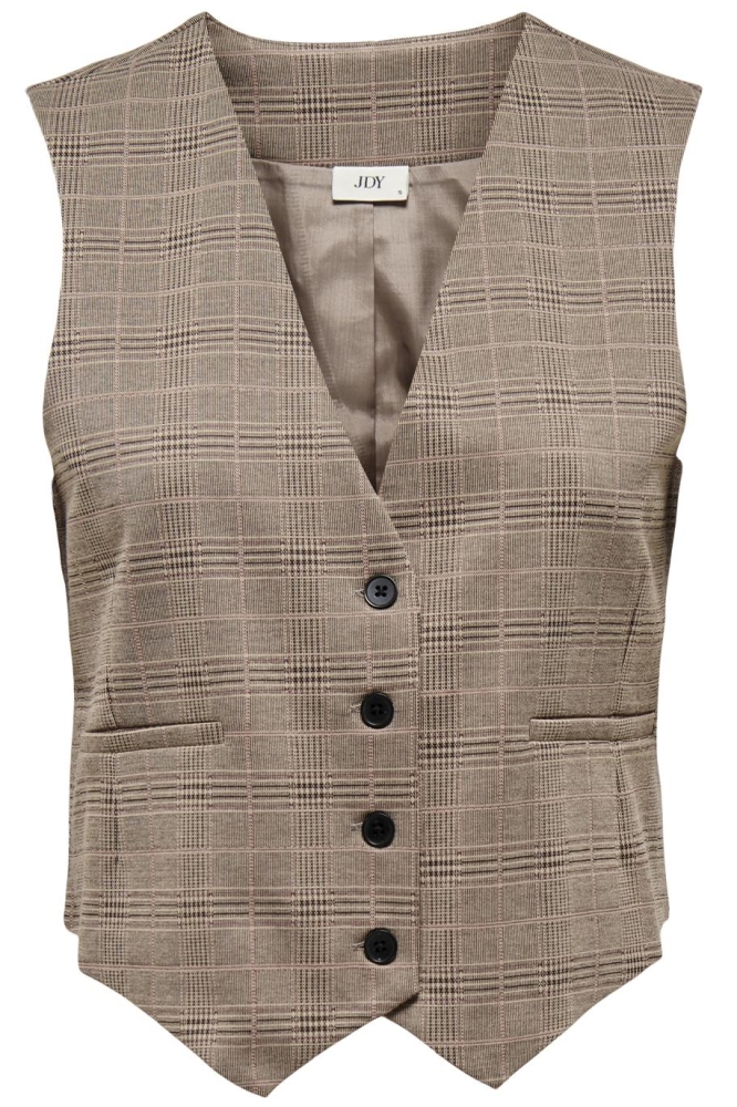 JDYGEGGO MIA WAISTCOAT JRS ATK 15328945 WALNUT/ROSE CHECK