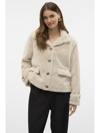 Vero Moda Jas VMSONJAEVA SHORT FAUX FUR JACKET GA 10310303 OATMEAL