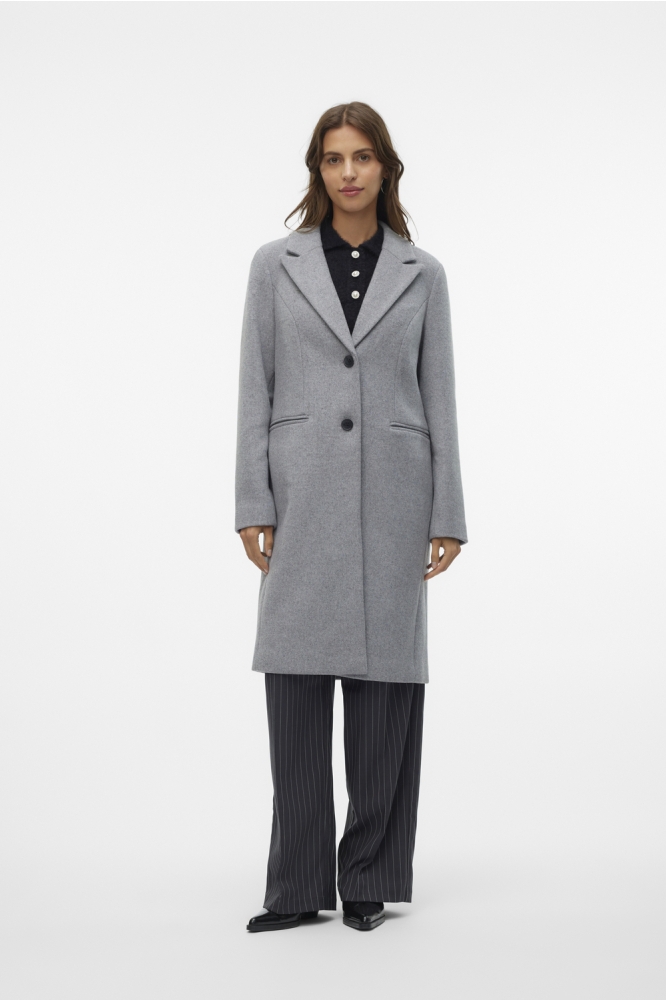 VMBLAZA LONG WOOL COAT GA BOO 10267495 LIGHT GREY MELANGE