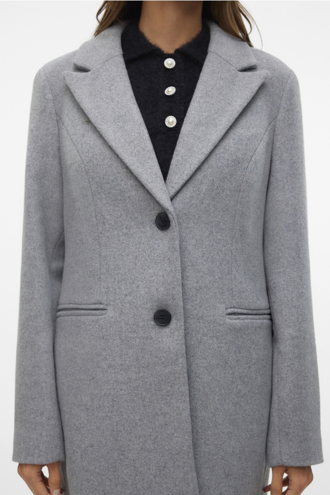 VMBLAZA LONG WOOL COAT GA BOO 10267495 LIGHT GREY MELANGE