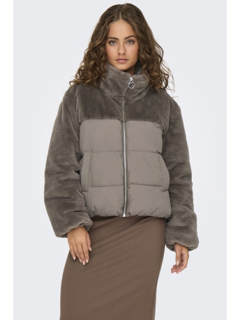 Only Jas ONLWANJA FUR PUFFER MIX JACKET CC O 15292945 WALNUT