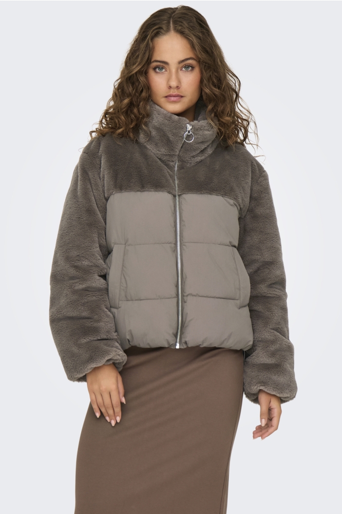 ONLWANJA FUR PUFFER MIX JACKET CC O 15292945 WALNUT