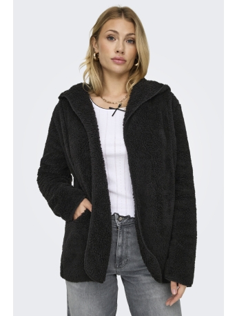 Only Vest ONLCONTACT HOOD SHERPA COAT OTW CC 15300637 BLACK