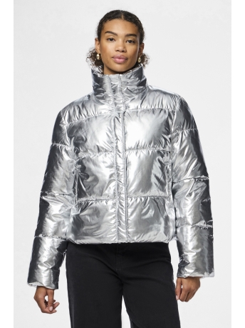 Pieces Jas PCNAMIE PUFFER JACKET 17151539 Silver Colour