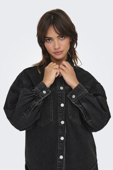 Only Jas ONLANNI LS SHIRT LB DNM JACKET CRO 15284611 BLACK