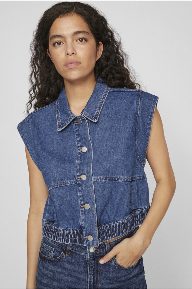 VICA S/L DENIM VEST MBD 14099688 MEDIUM BLUE DENIM