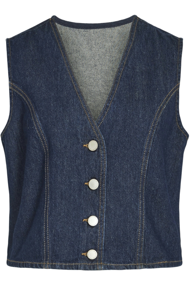 VICREEK S/L DENIM VEST DBD 14103118 DARK BLUE DENIM