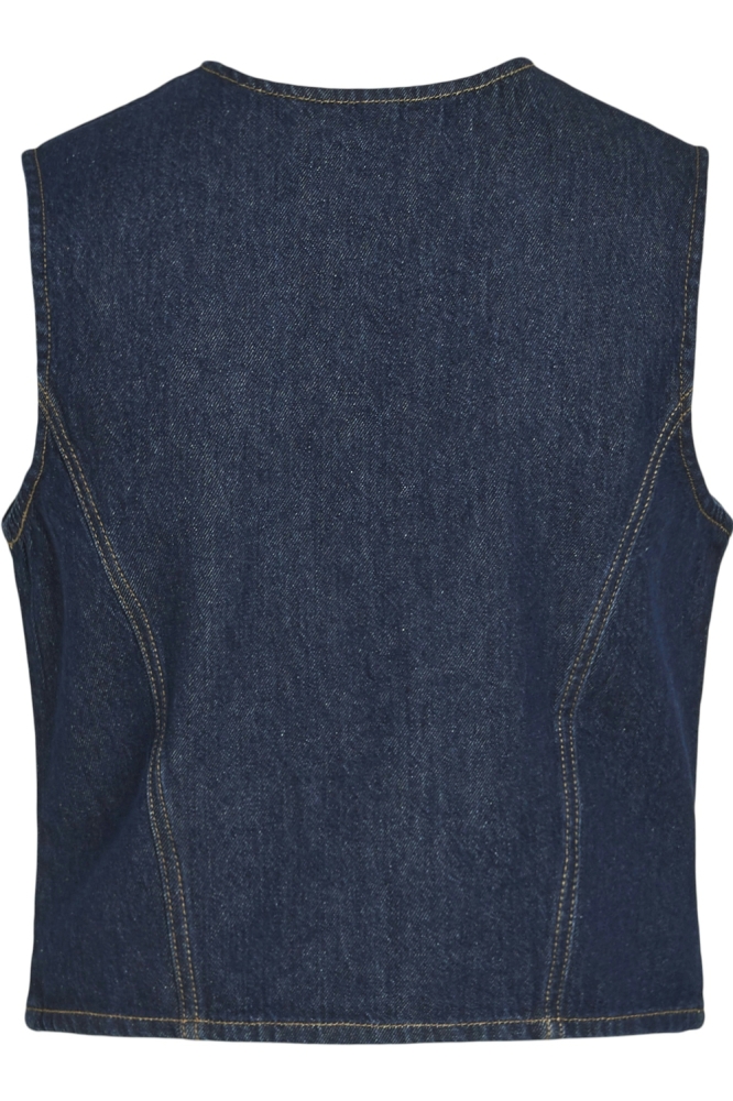 VICREEK S/L DENIM VEST DBD 14103118 DARK BLUE DENIM