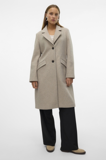 Vero Moda Jas VMFORTUNESARA LONG COAT GA BOO 10320531 SILVER MINK/ MELANGE