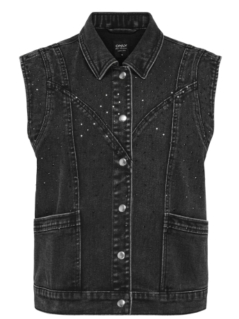 Only Vest ONLKENNEDY RHINE S/L DNM WAISTCOAT 15347664 WASHED BLACK/RHINESTONE