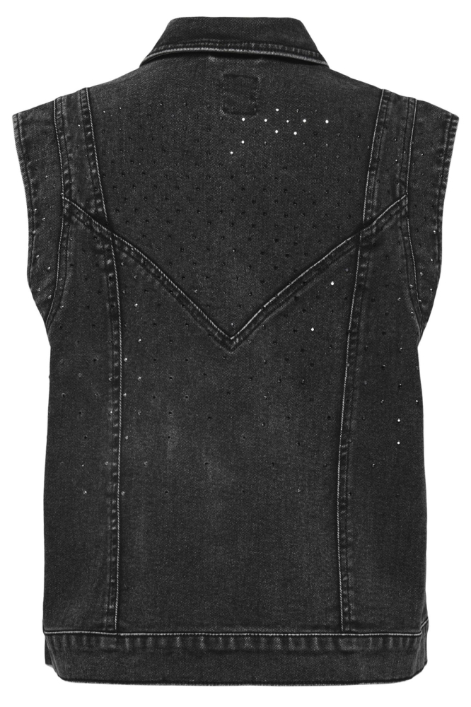 ONLKENNEDY RHINE S/L DNM WAISTCOAT 15347664 WASHED BLACK/RHINESTONE