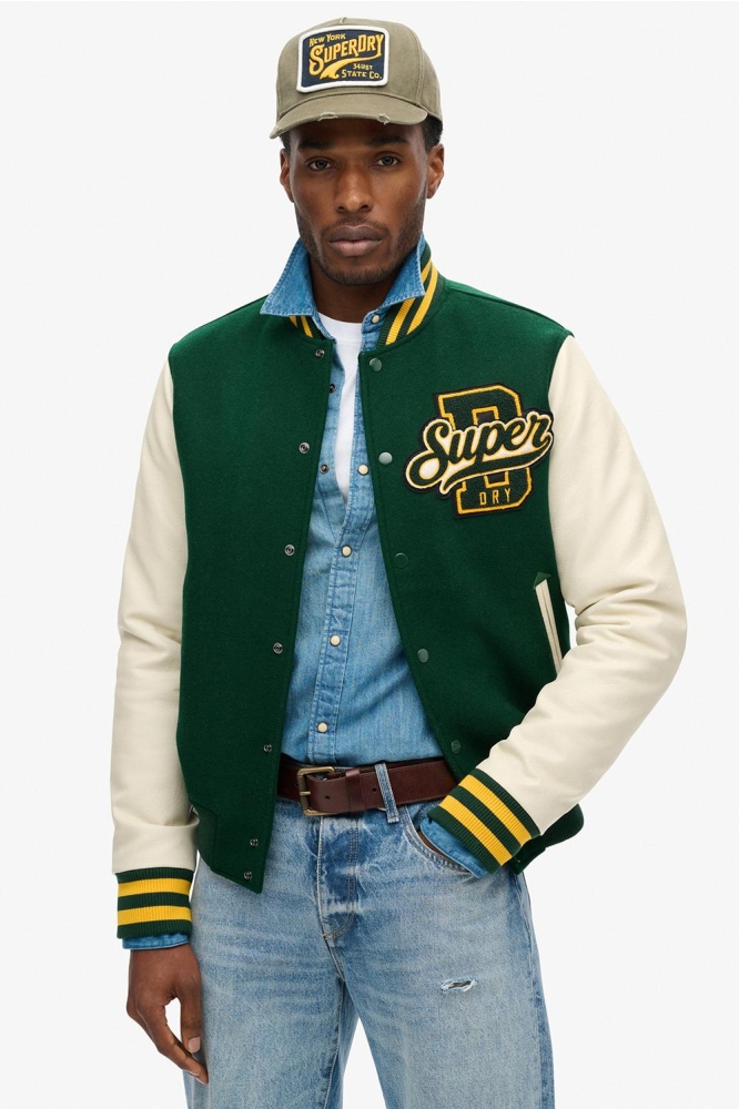 VARSITY WOOL BOMBER M5011943A PINE GREEN