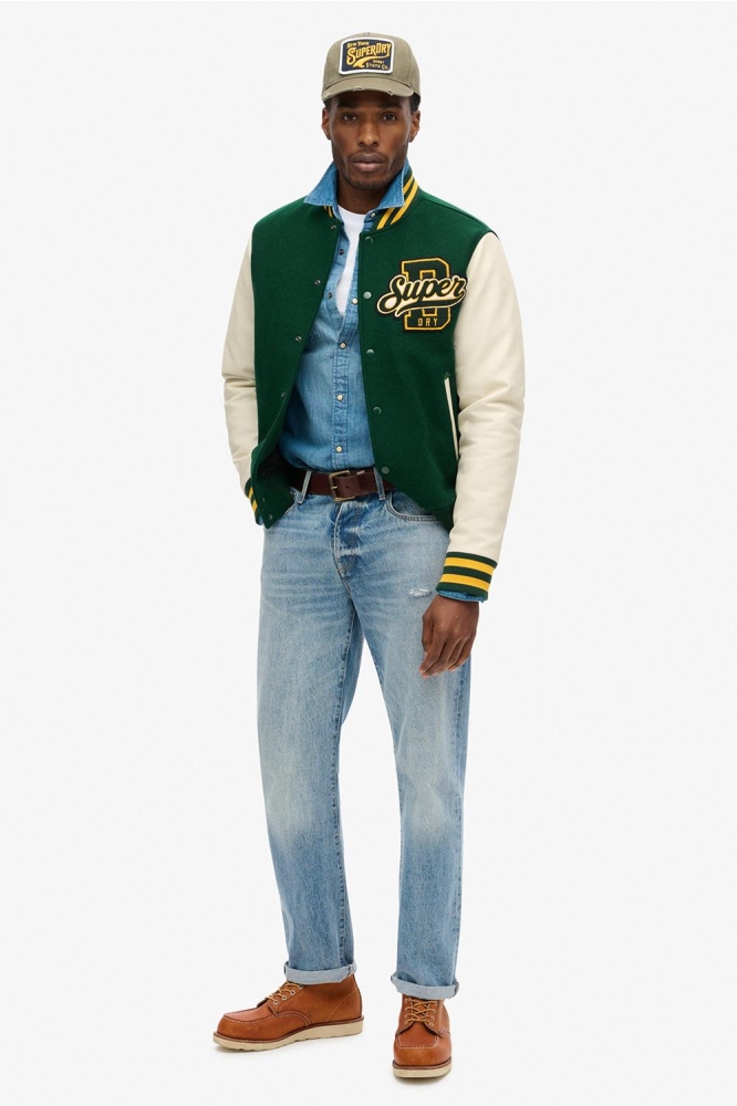 VARSITY WOOL BOMBER M5011943A PINE GREEN